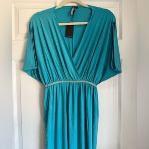 Elegant Teal Dress with Rhinestone Detail